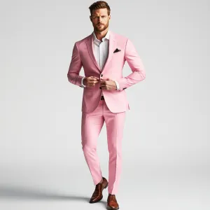 Men's Pink 2-Piece Suit-Stylish Formal Wear