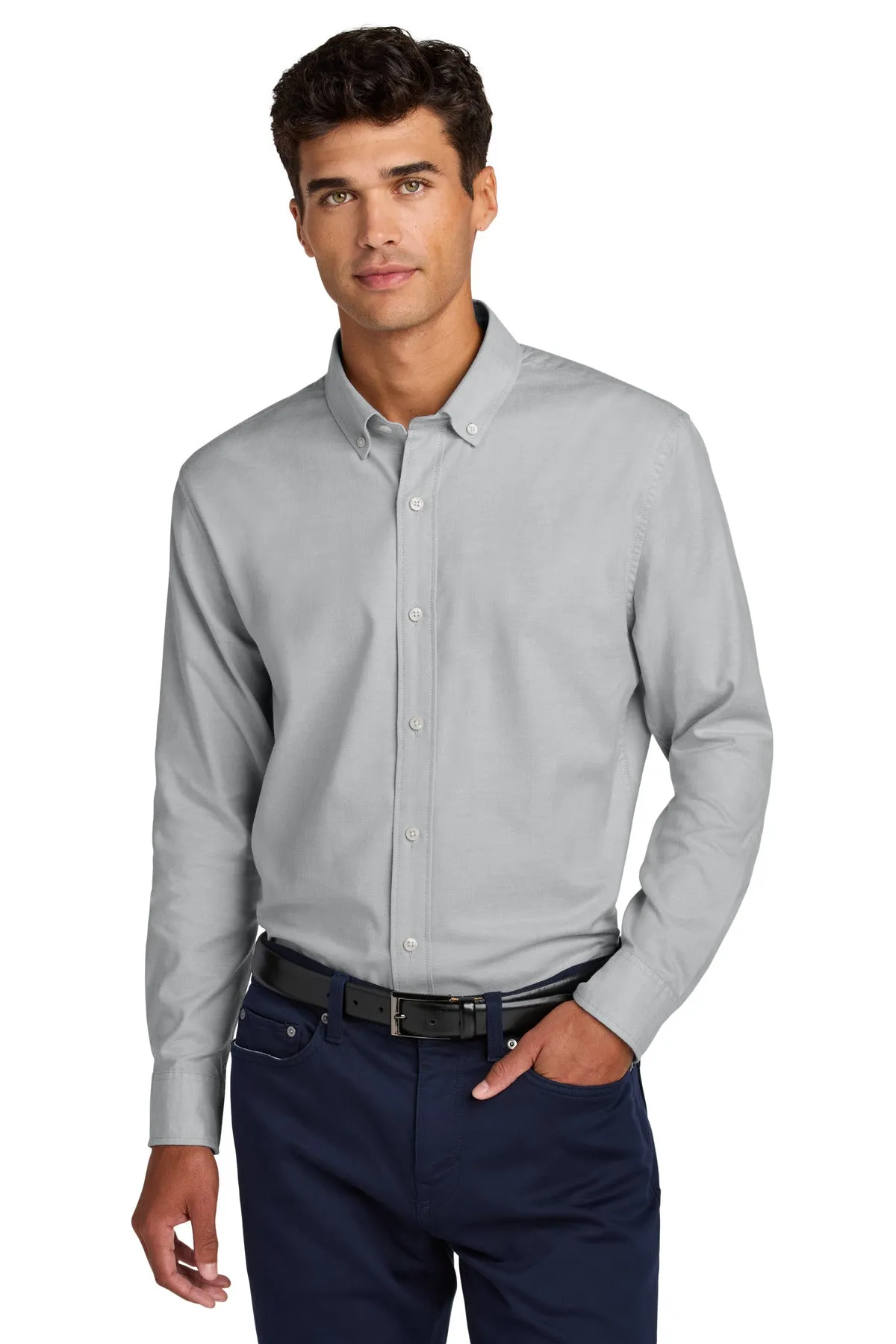 Mercer Mettle Long Sleeve Modern Oxford Shirt MM2002 Gusty Grey