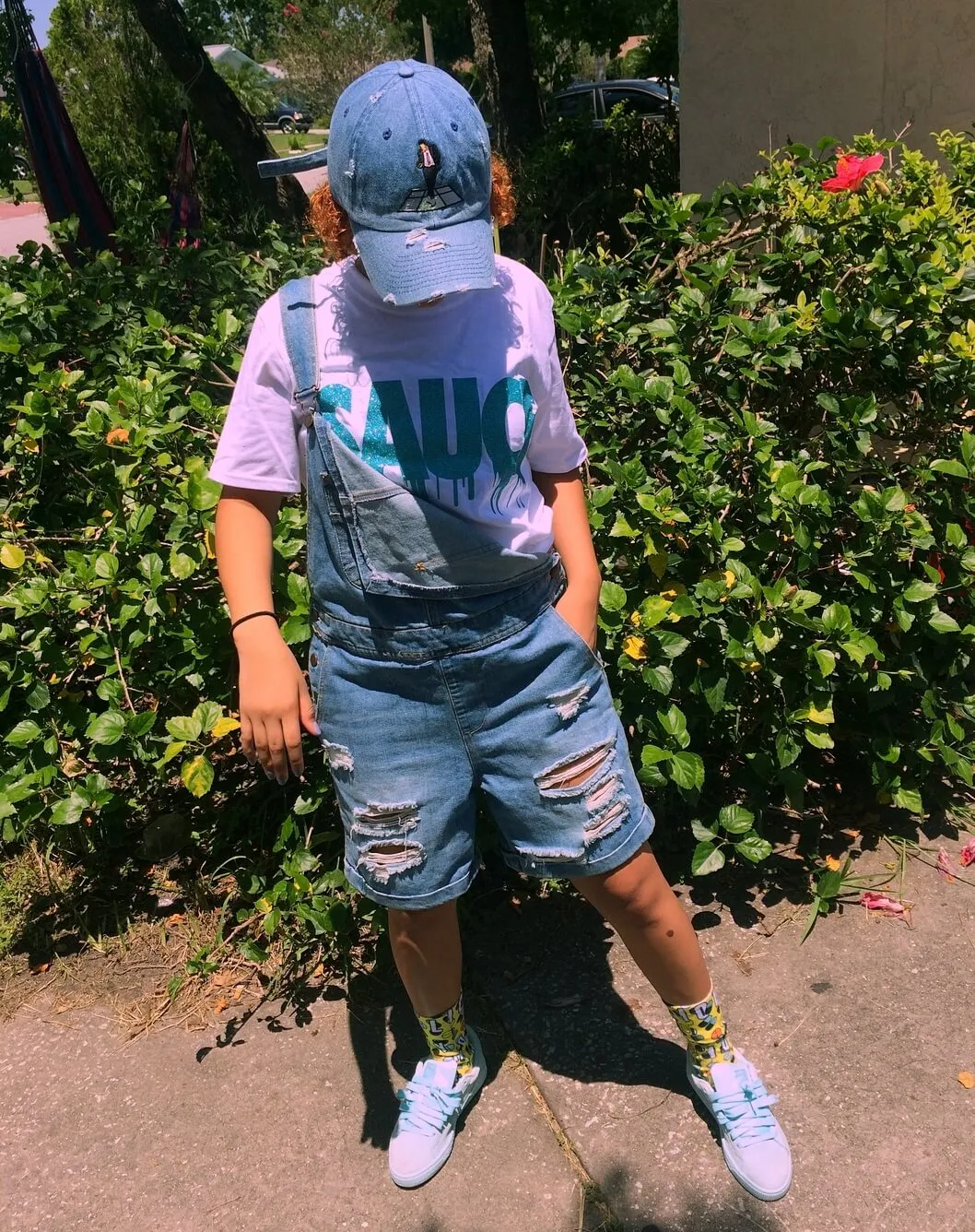Mermaid Blue Glitter Sauce | White Tee