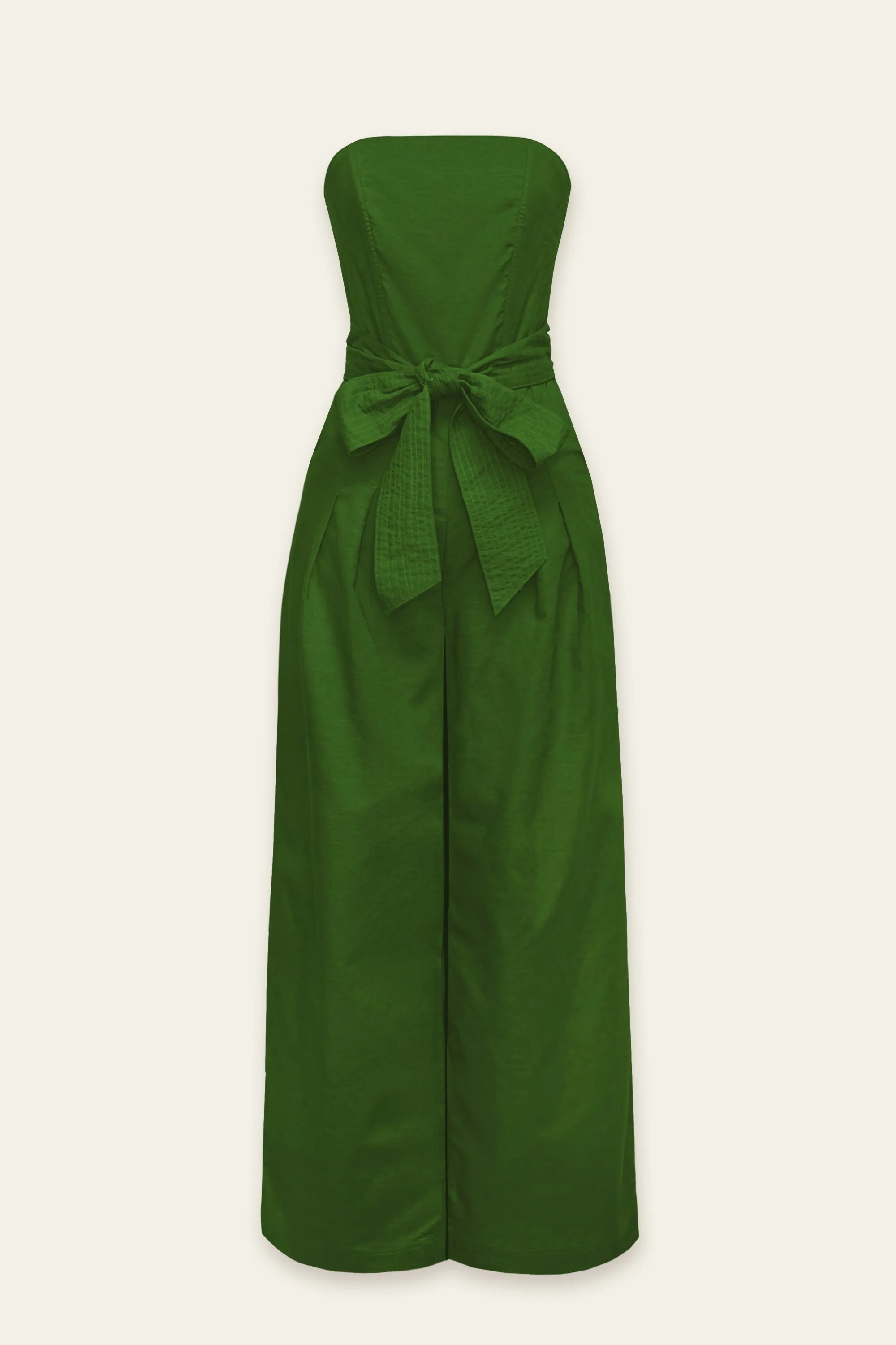 Mindy Strapless Sash Belt Wide Leg Jumpsuit