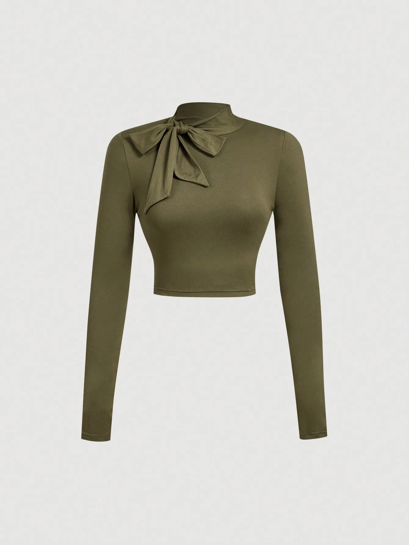 MOD Women's Spring And Autumn Casual White Bow Tie T-Shirt