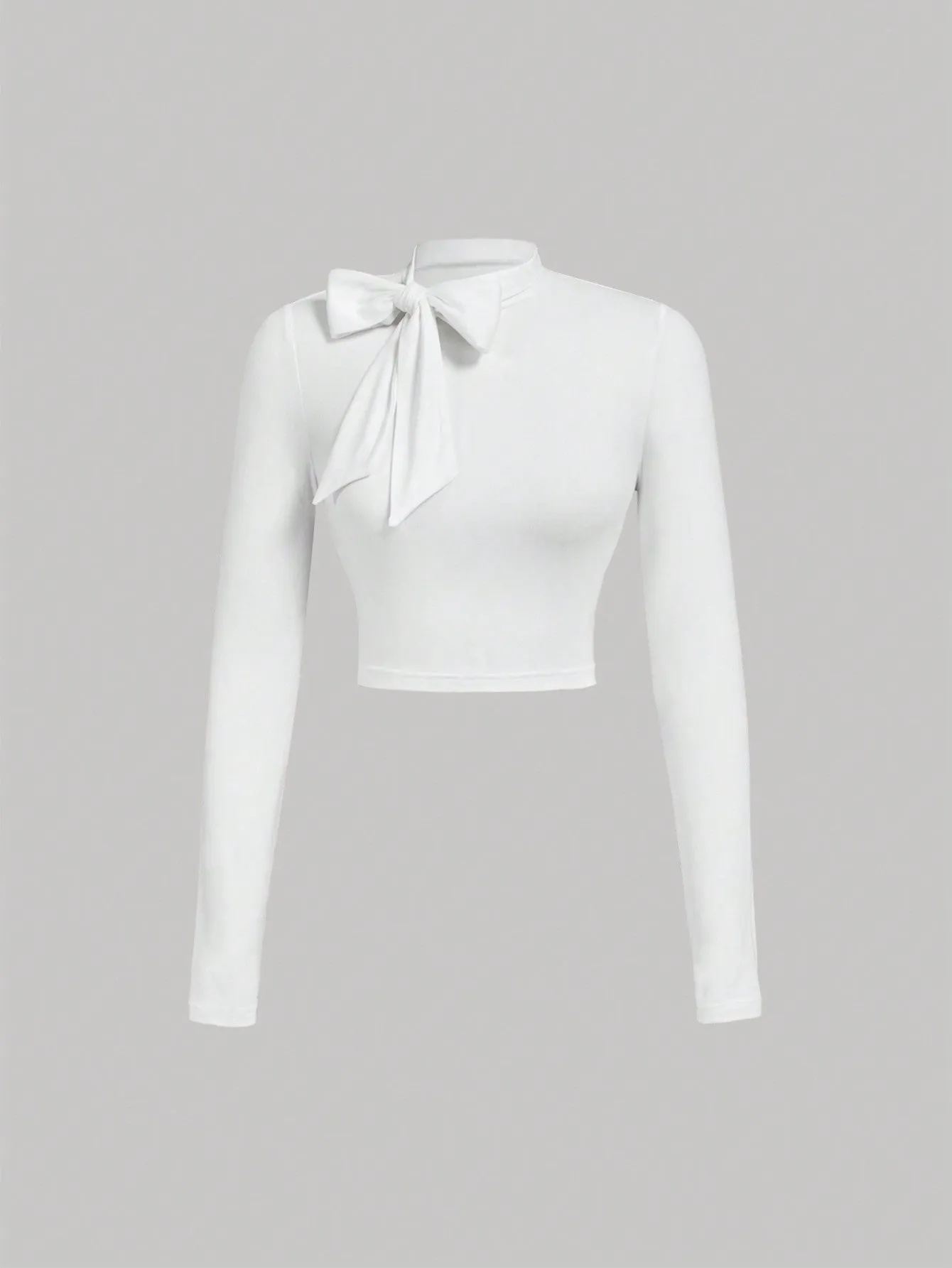 MOD Women's Spring And Autumn Casual White Bow Tie T-Shirt