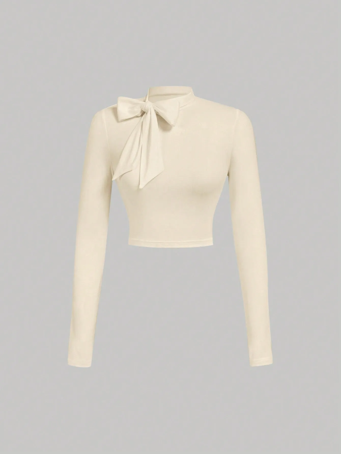 MOD Women's Spring And Autumn Casual White Bow Tie T-Shirt