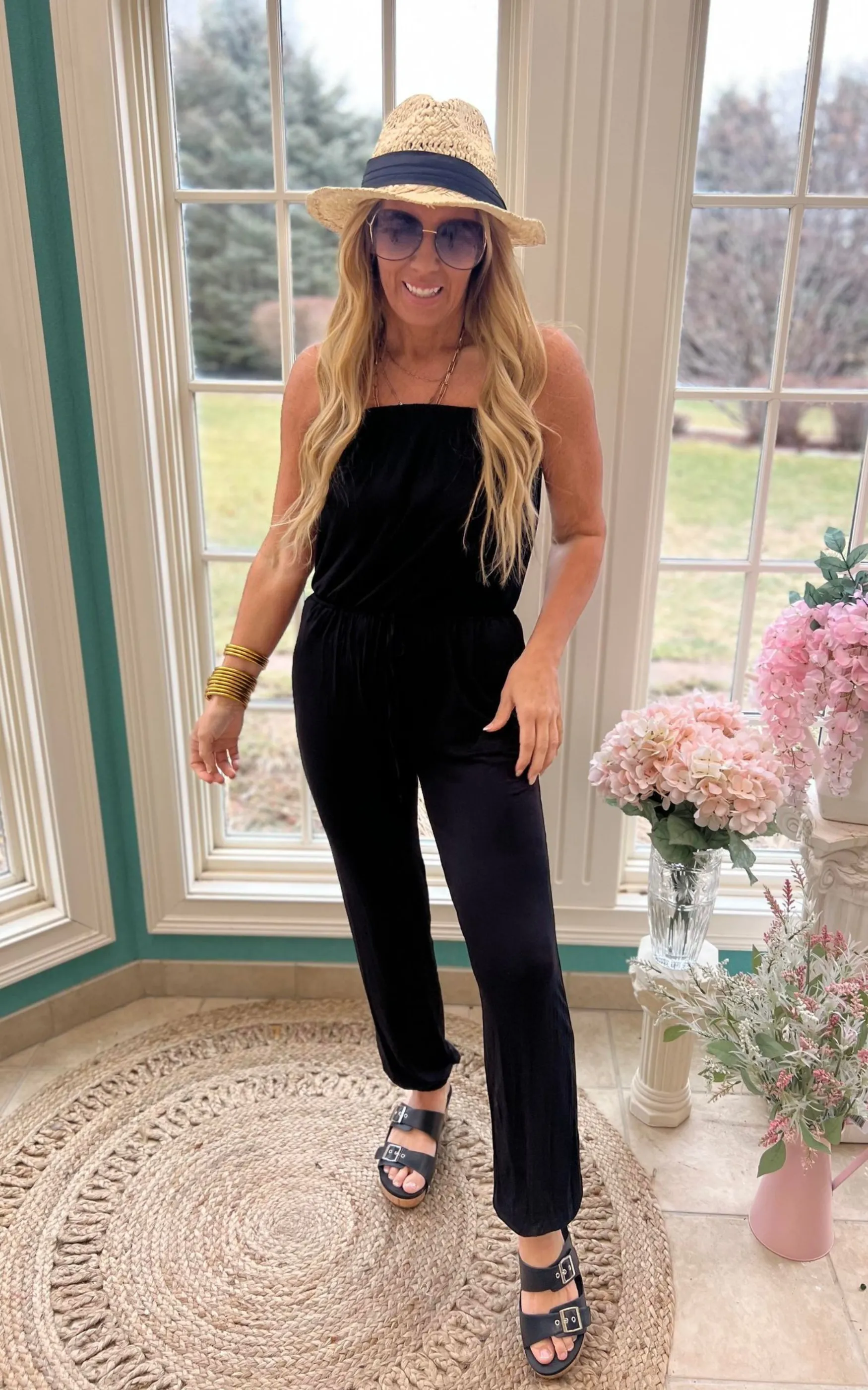 Modern Solid Strapless Jumpsuit - Black