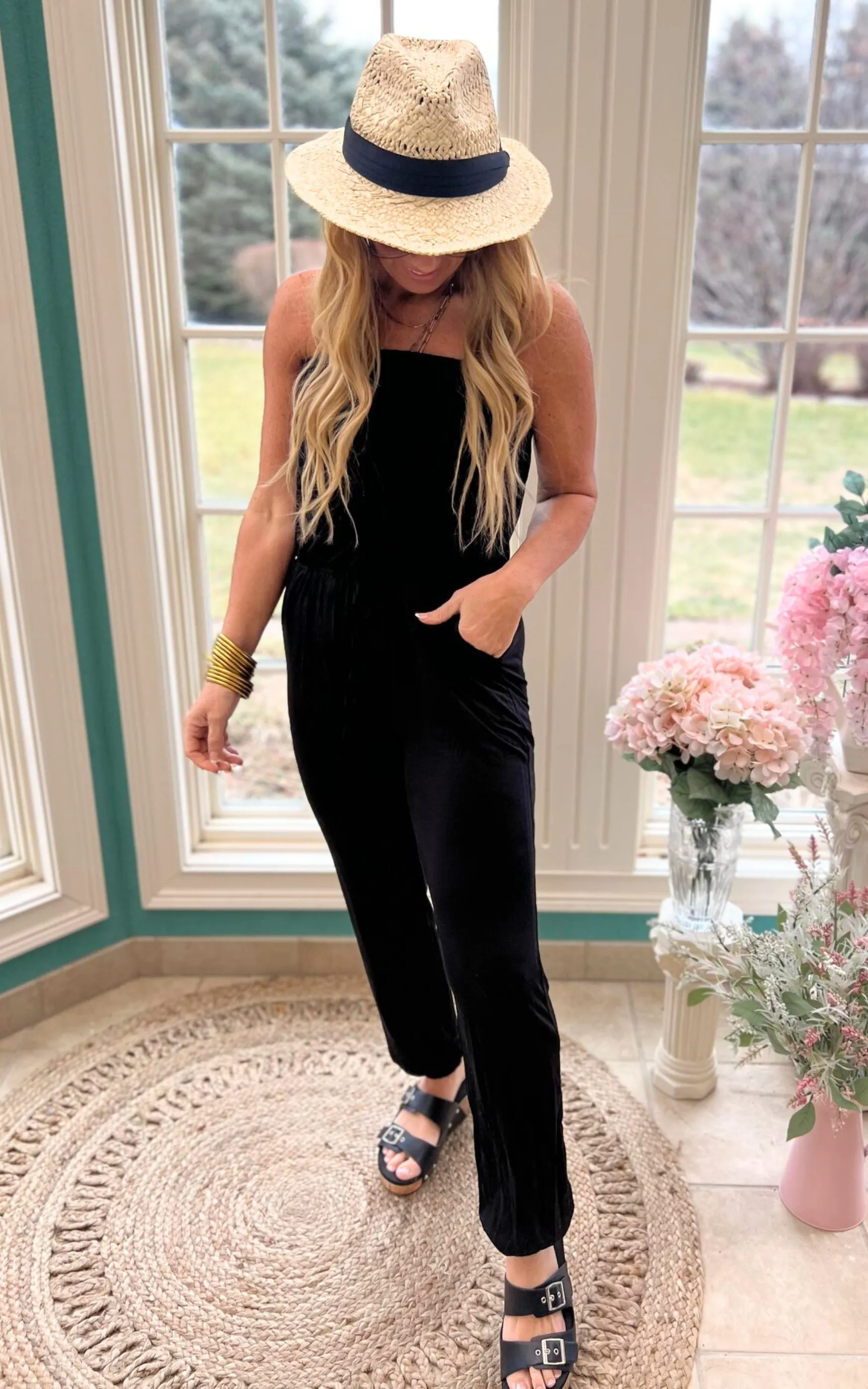 Modern Solid Strapless Jumpsuit - Black