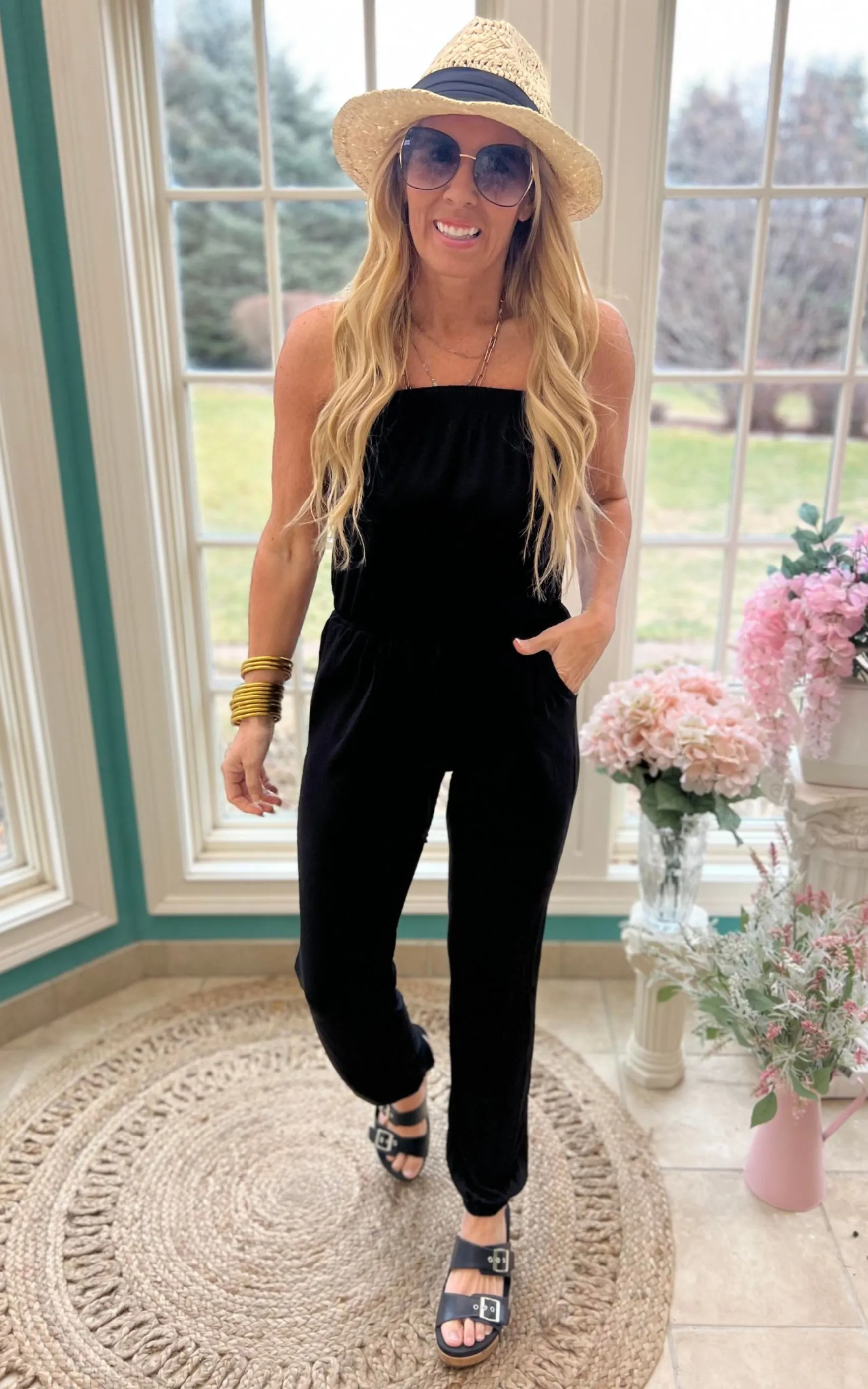 Modern Solid Strapless Jumpsuit - Black