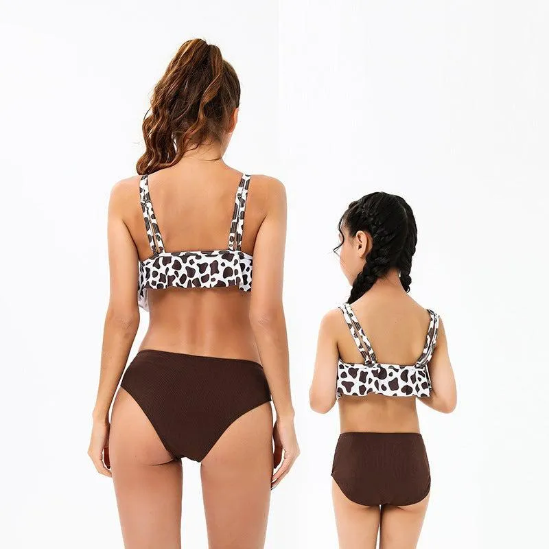 Mommy & Me Matching Leopard Print Two Piece Swimsuit