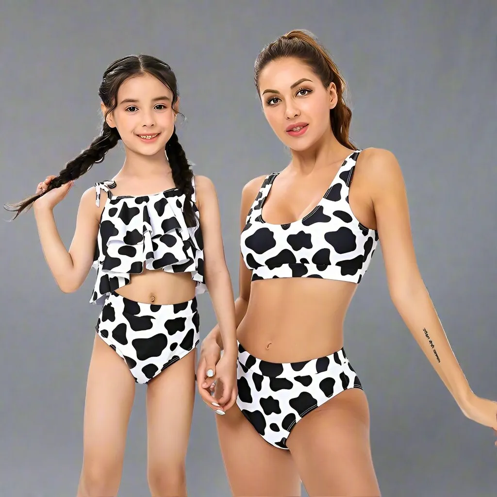 Mommy & Me Matching Leopard Print Two Piece Swimsuit