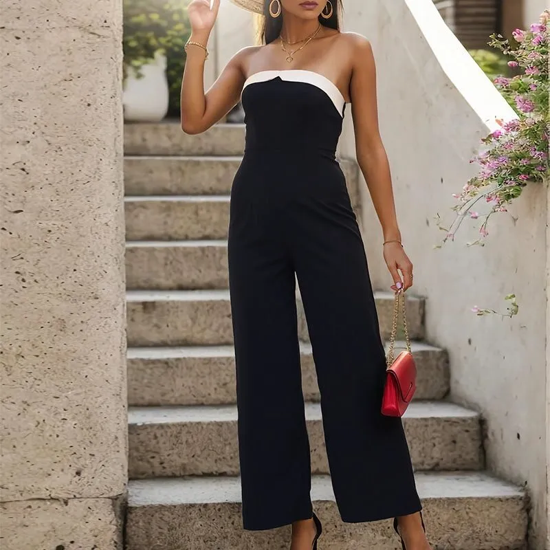 Monochrome Strapless Black Jumpsuit