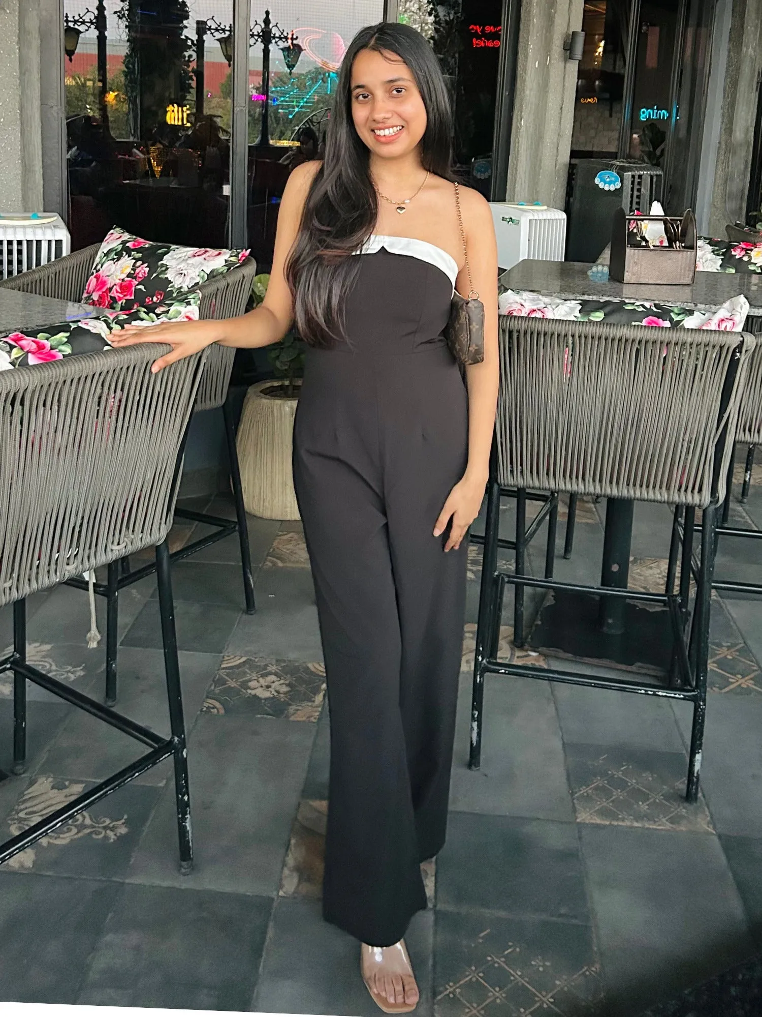 Monochrome Strapless Black Jumpsuit