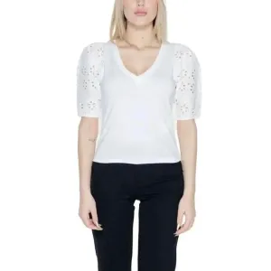 Morgan De Toi White V-Neck Cotton T-Shirt for Women