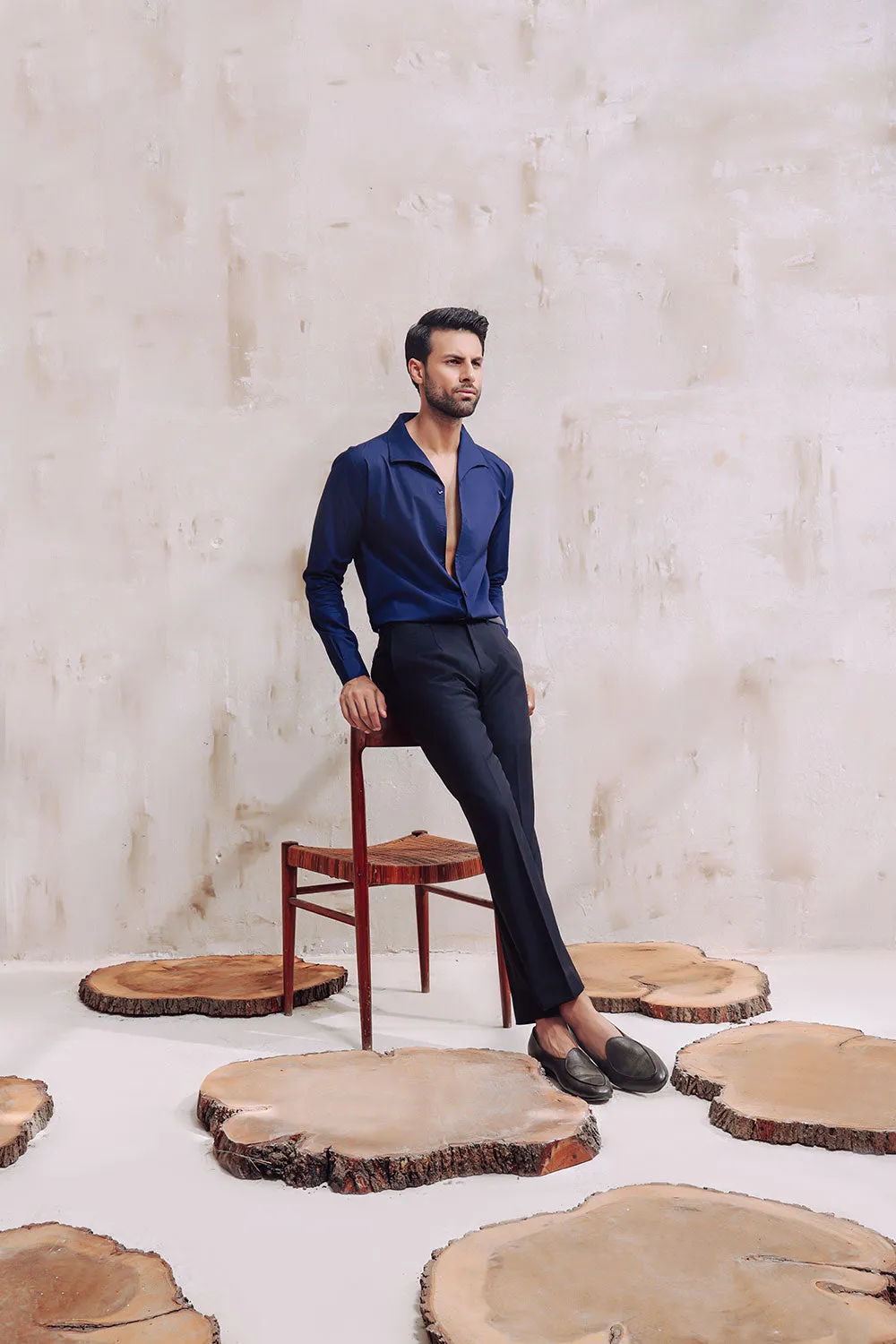 Navy Blue Sailor Collar Shirt