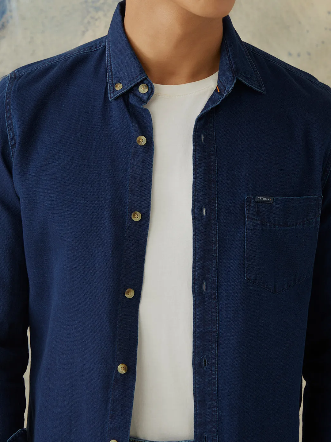 Navy Plain Denim Shirt