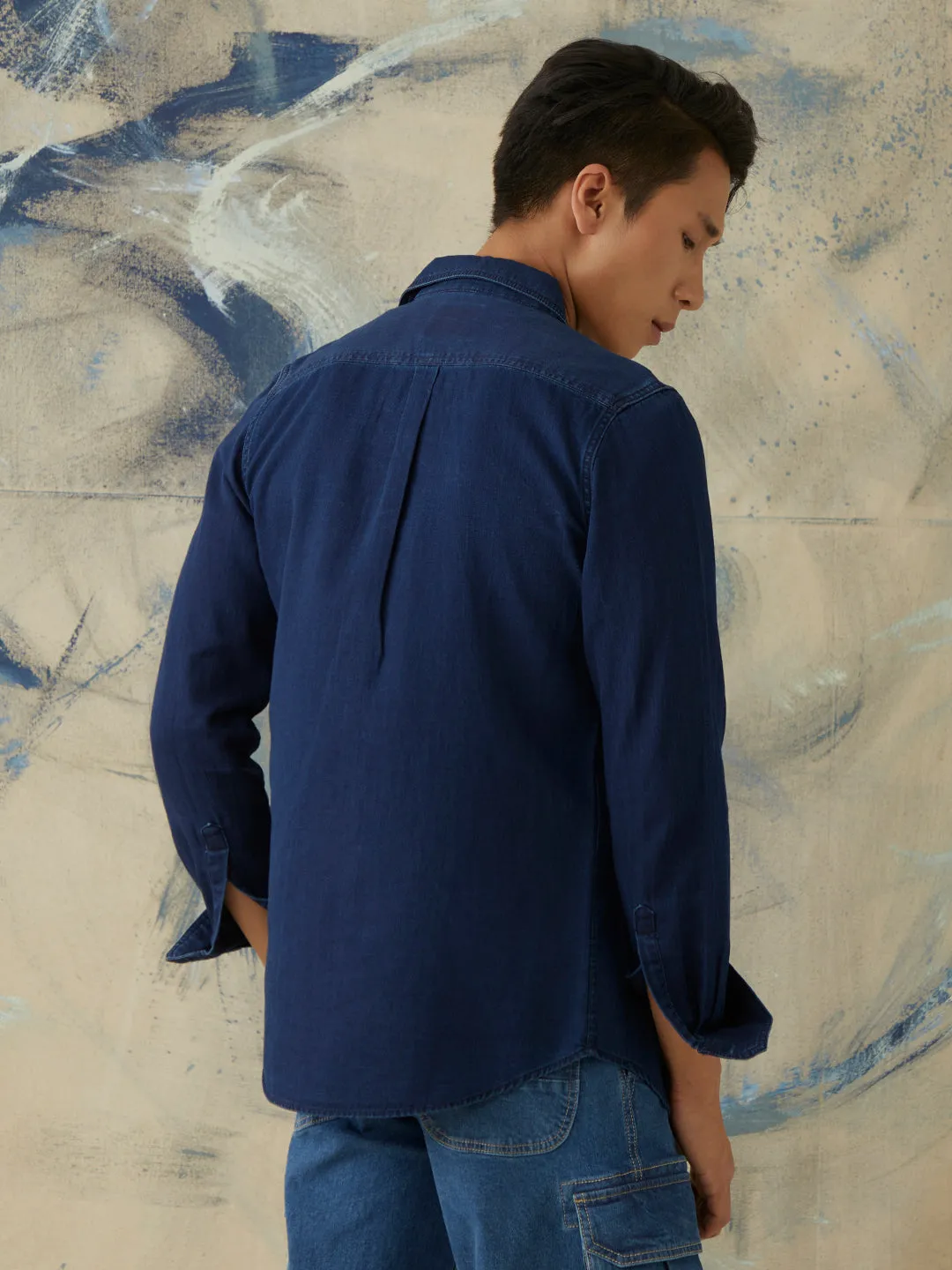 Navy Plain Denim Shirt