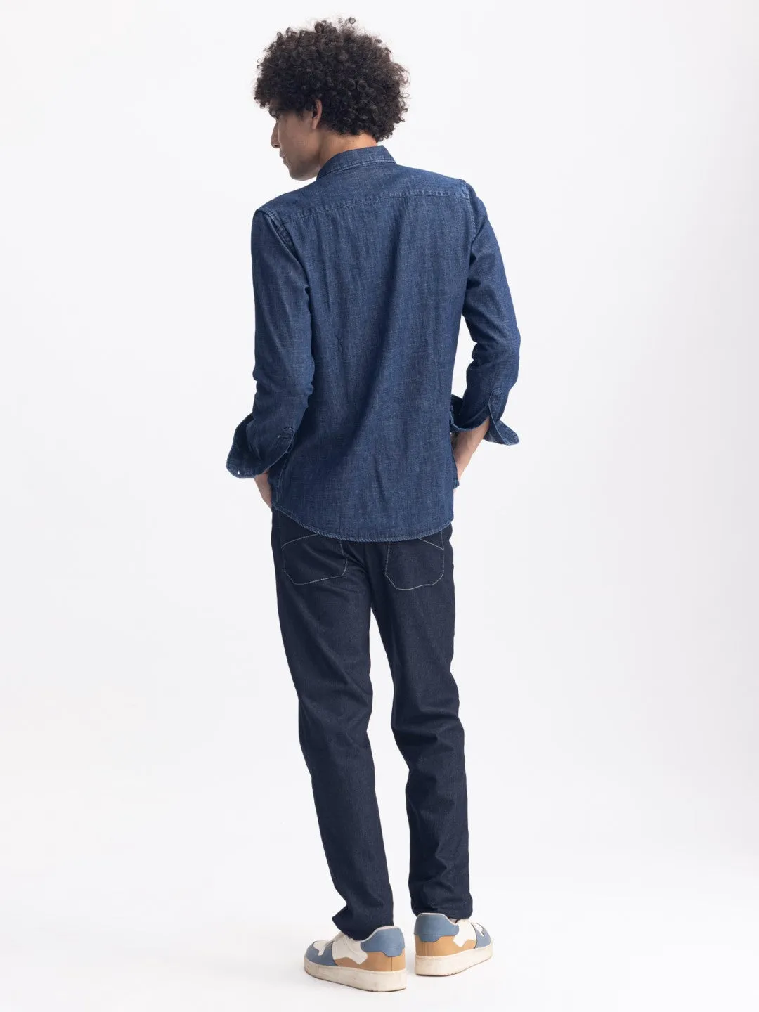 Navy Plain Denim Shirt
