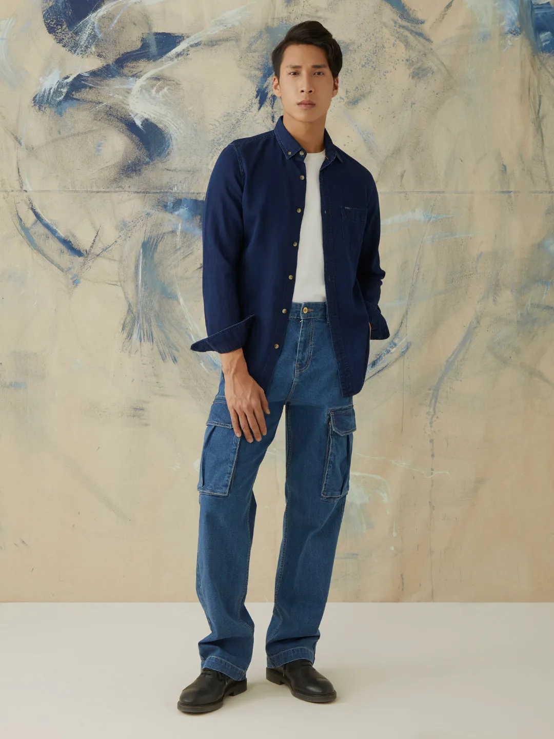 Navy Plain Denim Shirt