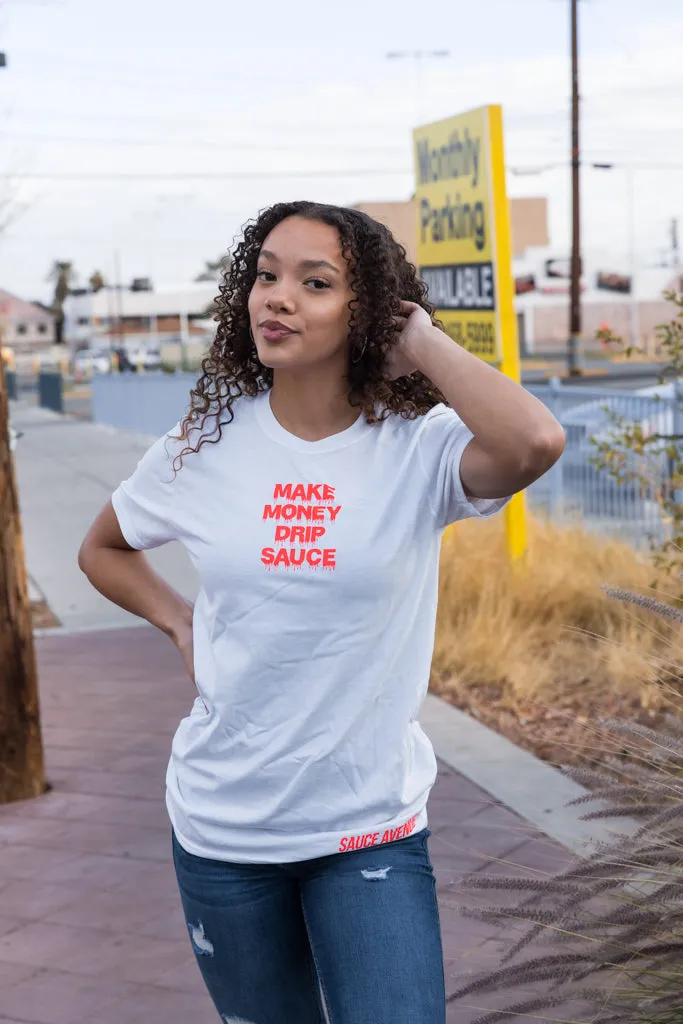 Neon Coral MMDS | White Tee