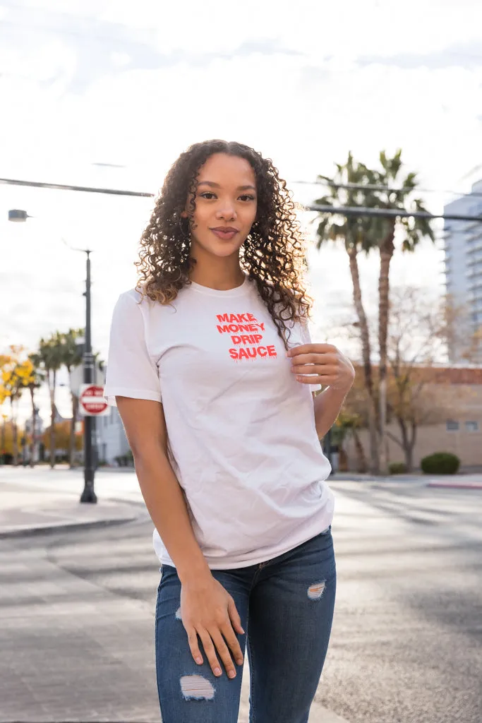Neon Coral MMDS | White Tee