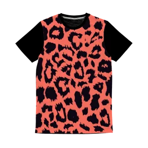 Neon Peach Leopard Spot Classic Panel T-Shirt