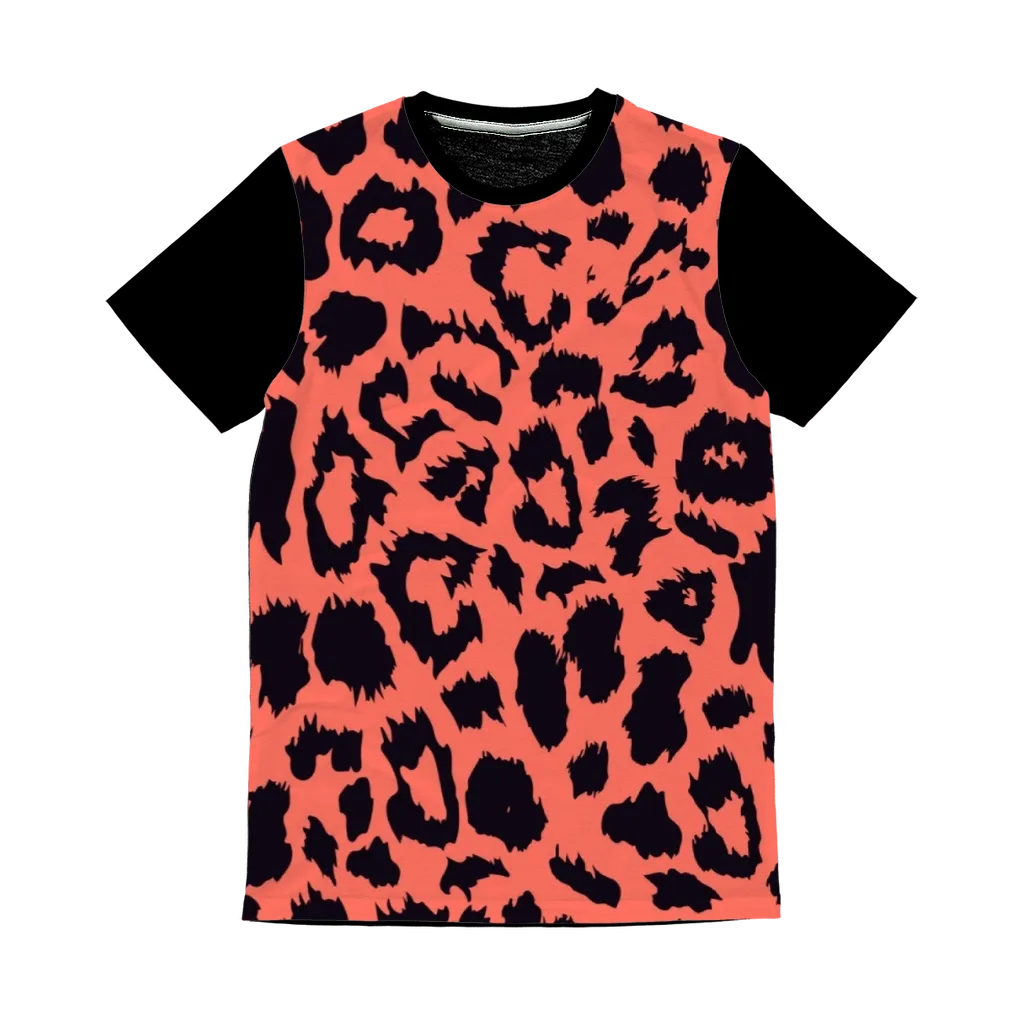 Neon Peach Leopard Spot Classic Panel T-Shirt