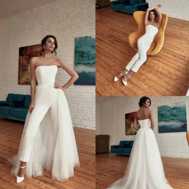 New Custom made Jumpsuits Simple Wedding Dress