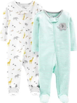 New Simple Joys by Carter's Baby-Girls Neutral 2-Pack Cotton Footed Sleep and Play, Sz Preemie!