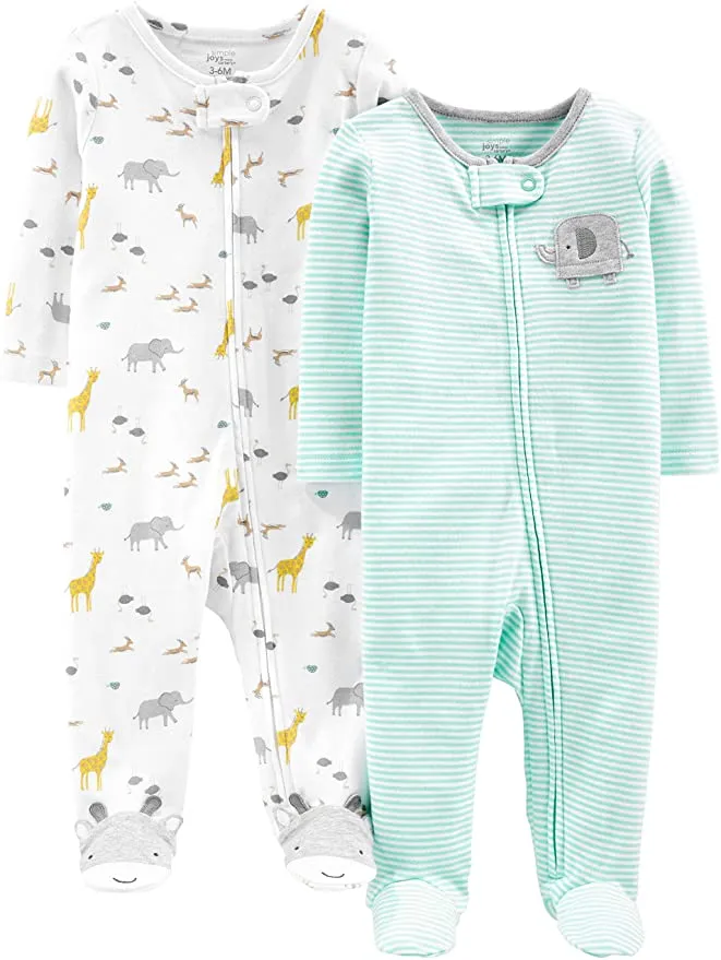 New Simple Joys by Carter's Baby-Girls Neutral 2-Pack Cotton Footed Sleep and Play, Sz Preemie!