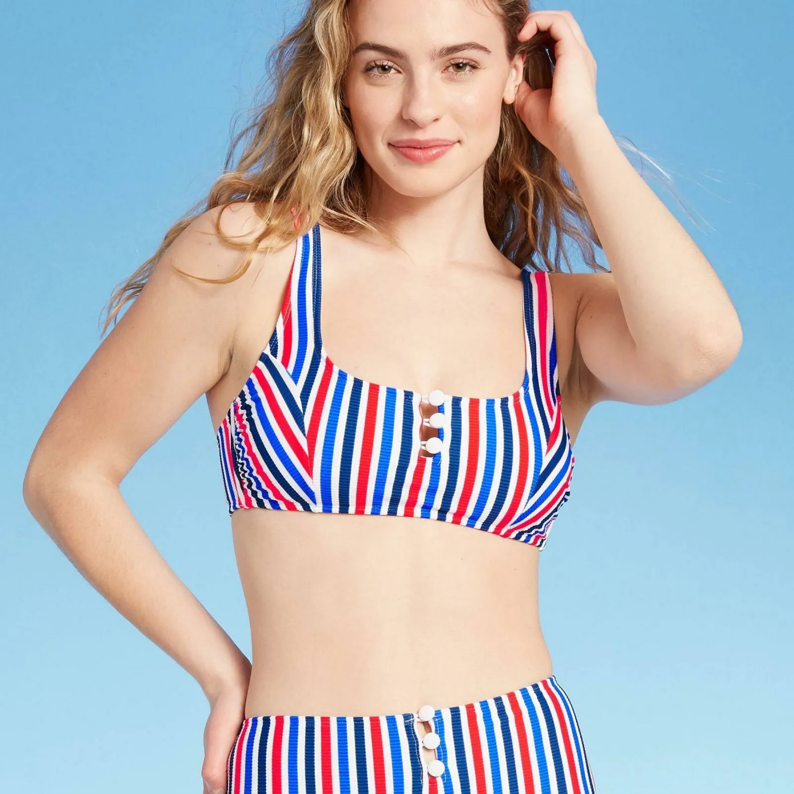 NWT Xhilaration Juniors' Ribbed Button-Front Bralette Bikini Top. AFU84T X-Large