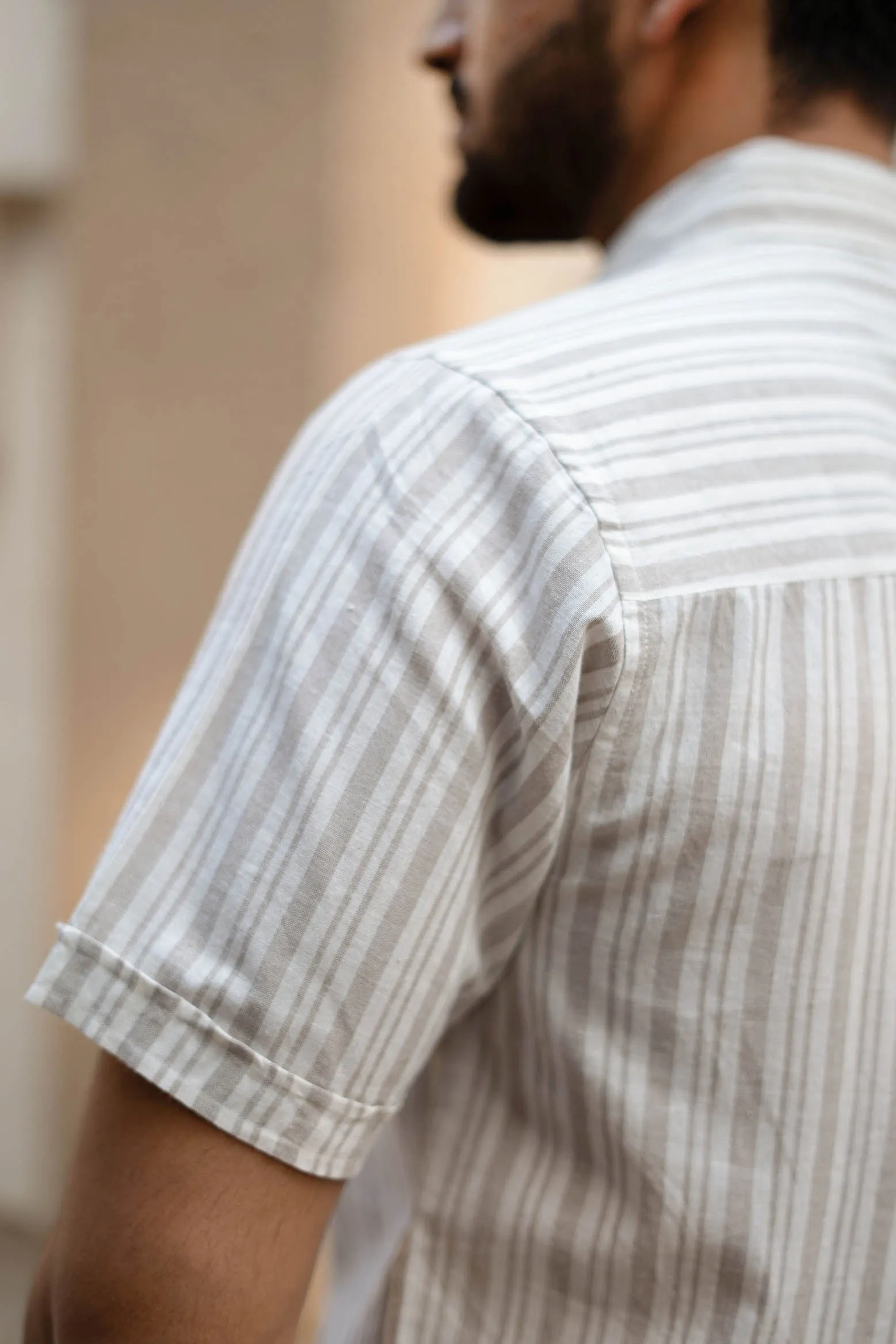 Off White Stripes · Button Down Collar · Half Sleeve Shirt