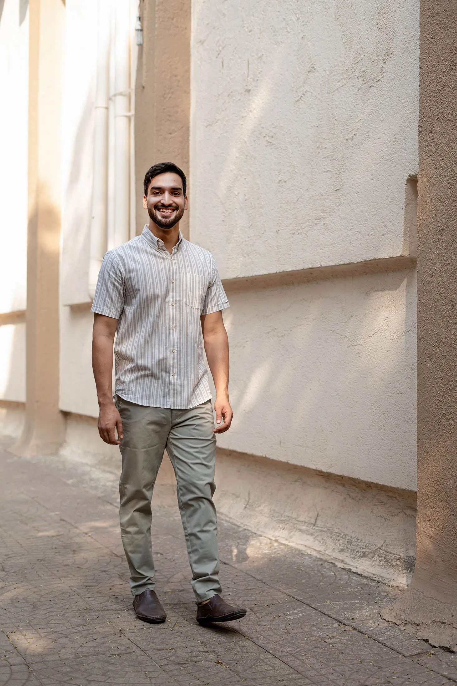 Off White Stripes · Button Down Collar · Half Sleeve Shirt