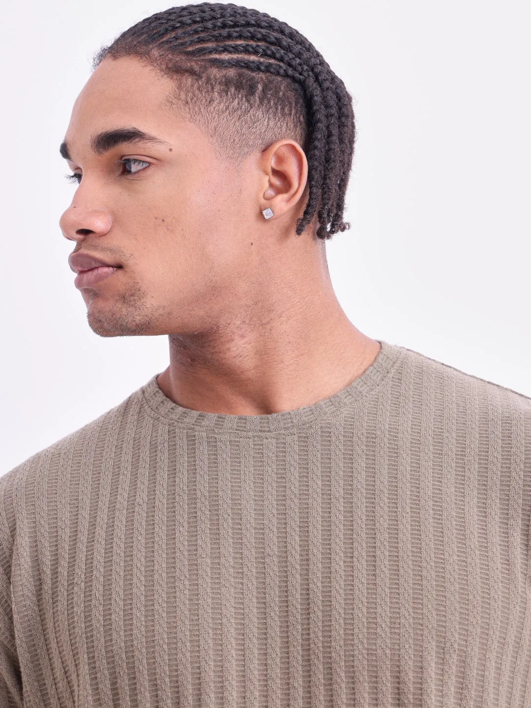 Olive Plain Cotton Round Neck T-Shirt
