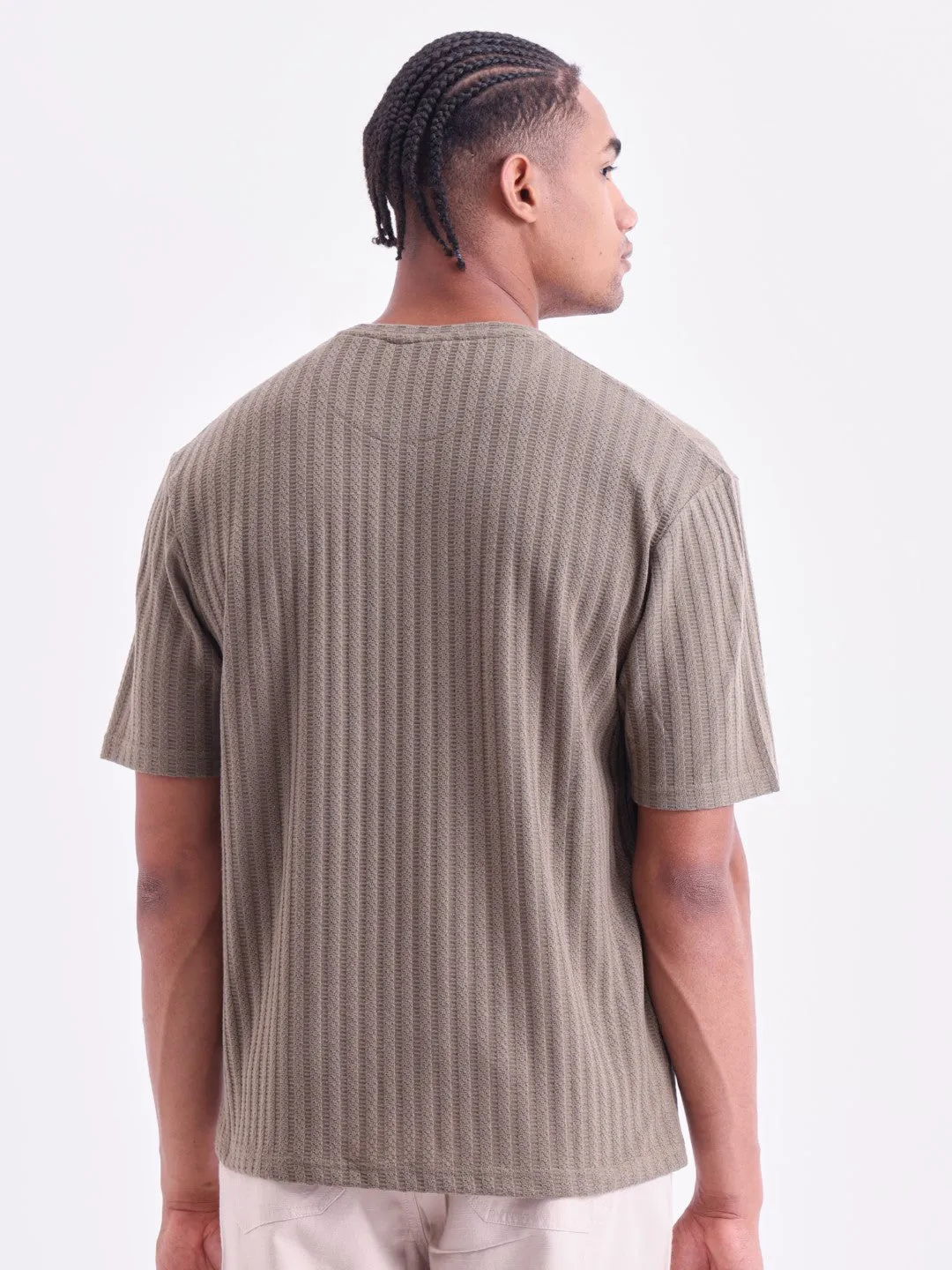 Olive Plain Cotton Round Neck T-Shirt