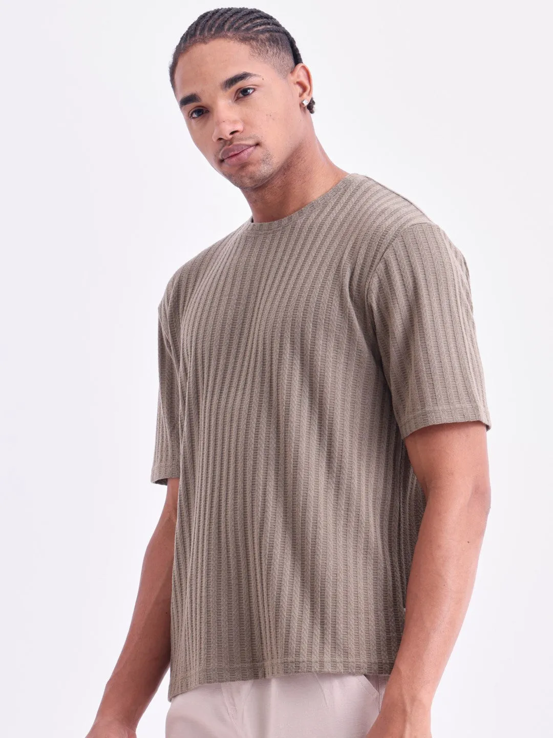 Olive Plain Cotton Round Neck T-Shirt