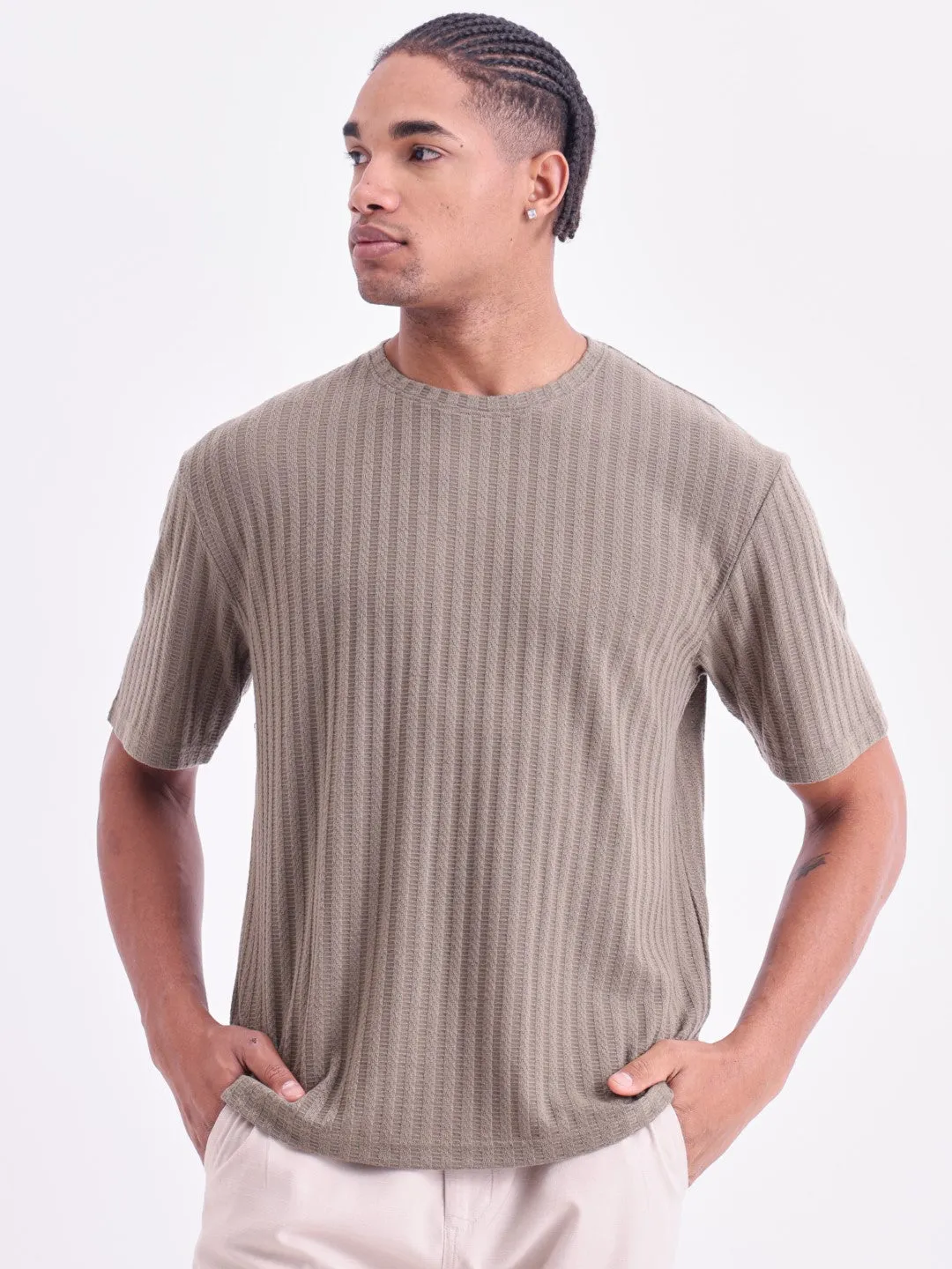 Olive Plain Cotton Round Neck T-Shirt