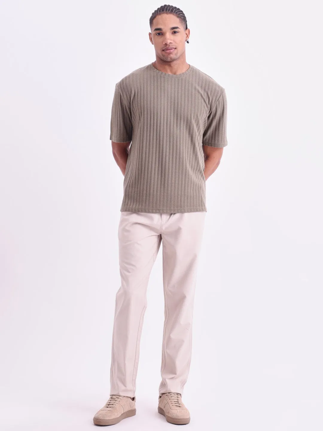 Olive Plain Cotton Round Neck T-Shirt