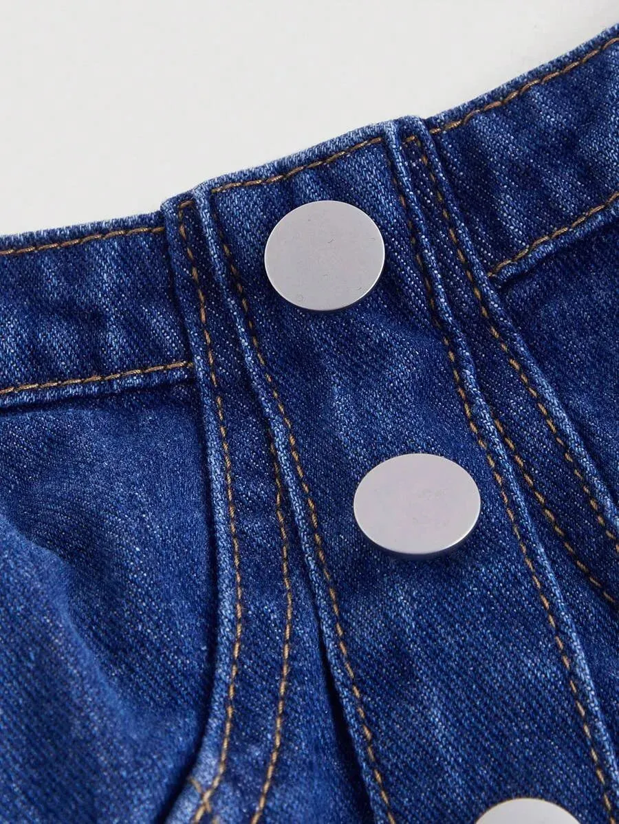 Palma Casual Denim Cami – High Waist Knot Detail – Blue