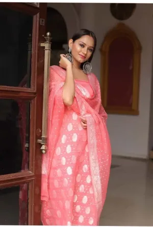 Peach Banarasi Georgette Salwar Suit