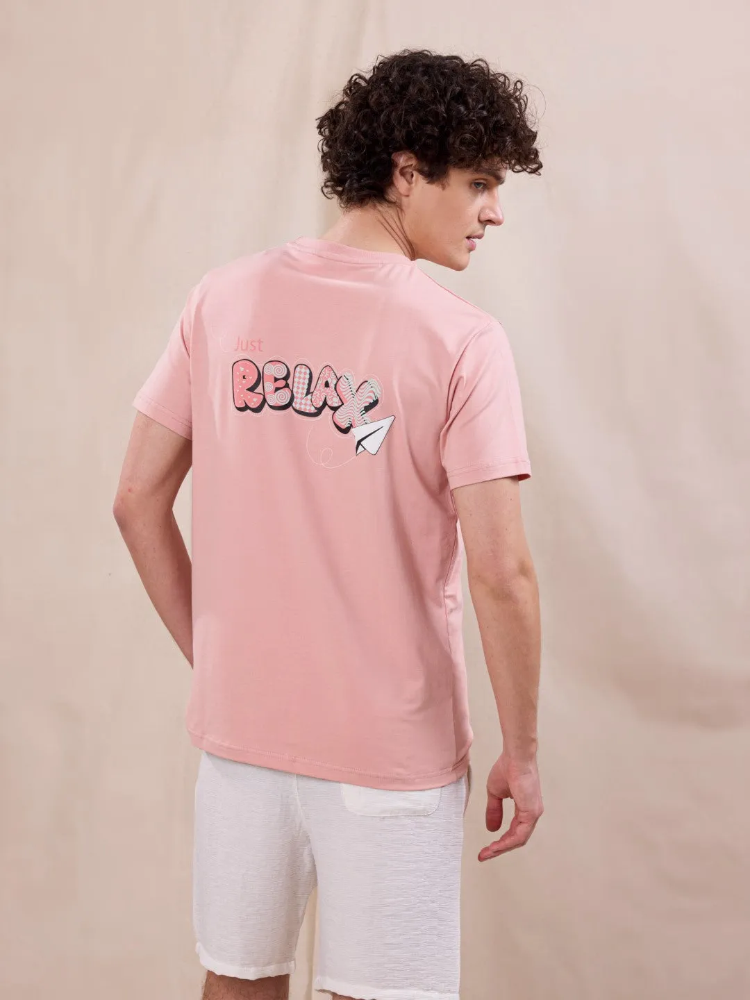 Peach Graphic Print T-Shirt