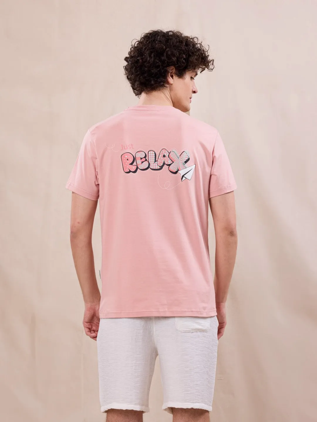 Peach Graphic Print T-Shirt