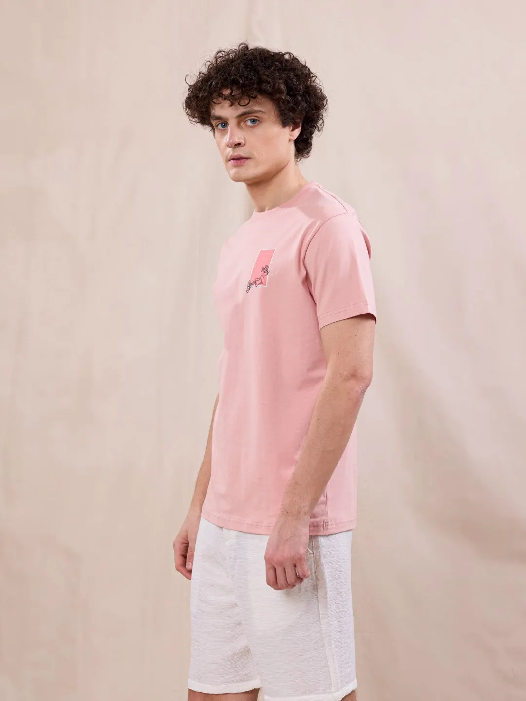 Peach Graphic Print T-Shirt