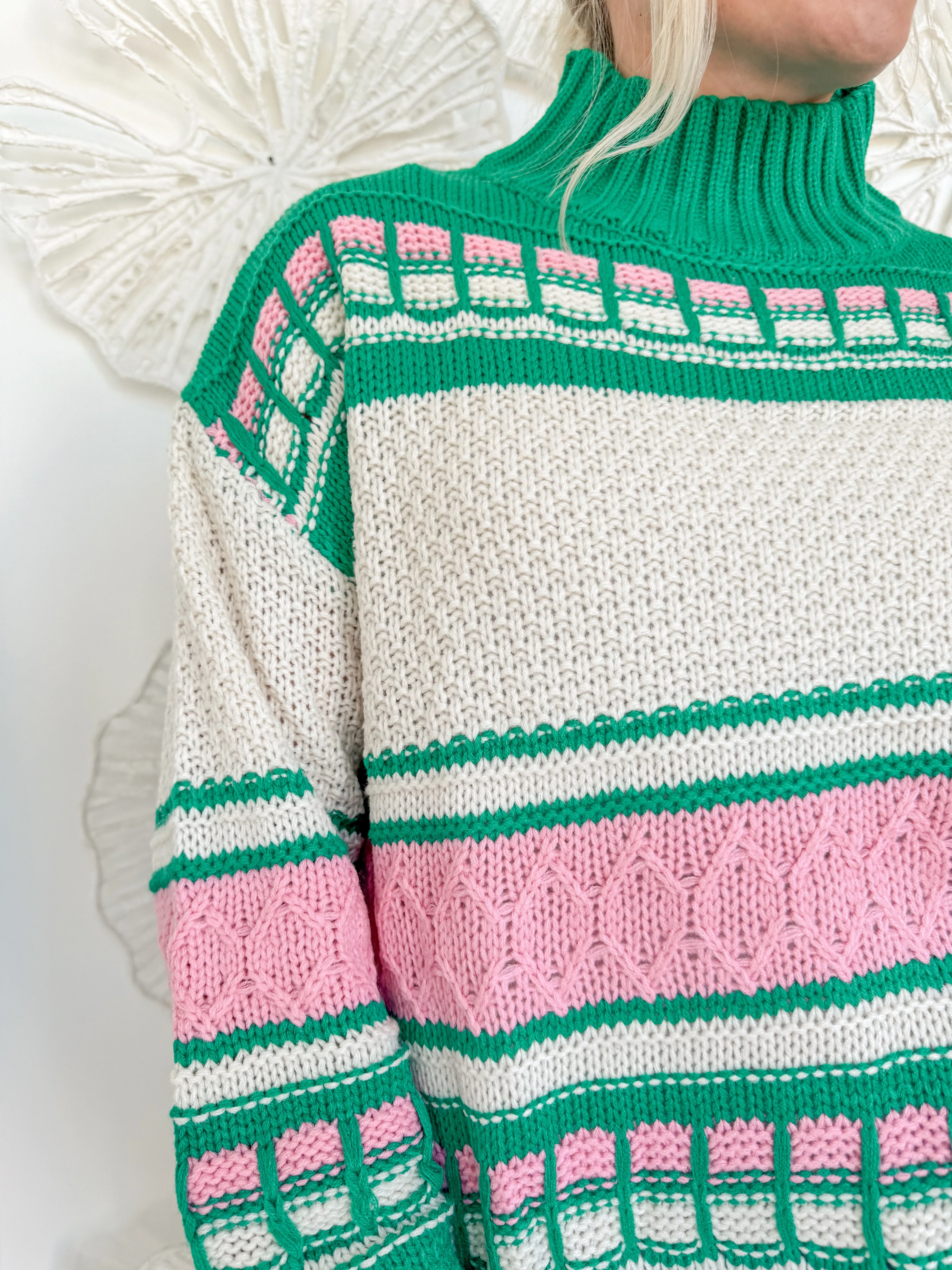 Pink & Green Knit Sweater