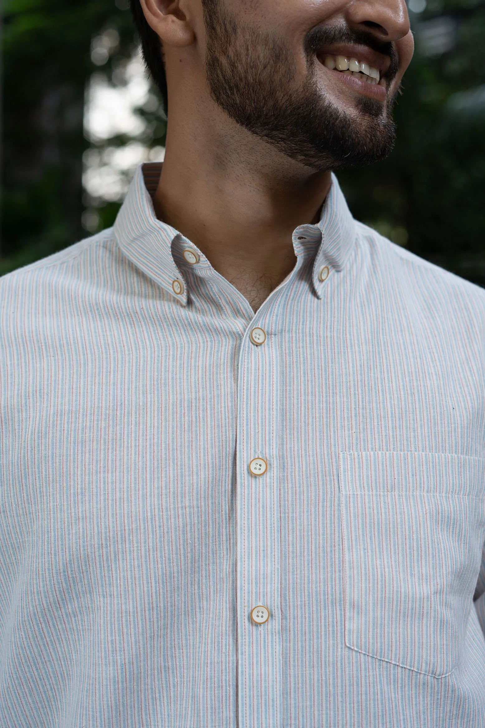 Pink and Blue Stripes · Button Down Collar · Full Sleeve Shirt