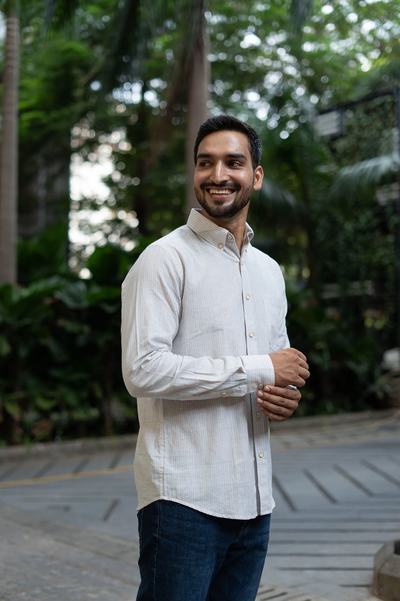 Pink and Blue Stripes · Button Down Collar · Full Sleeve Shirt