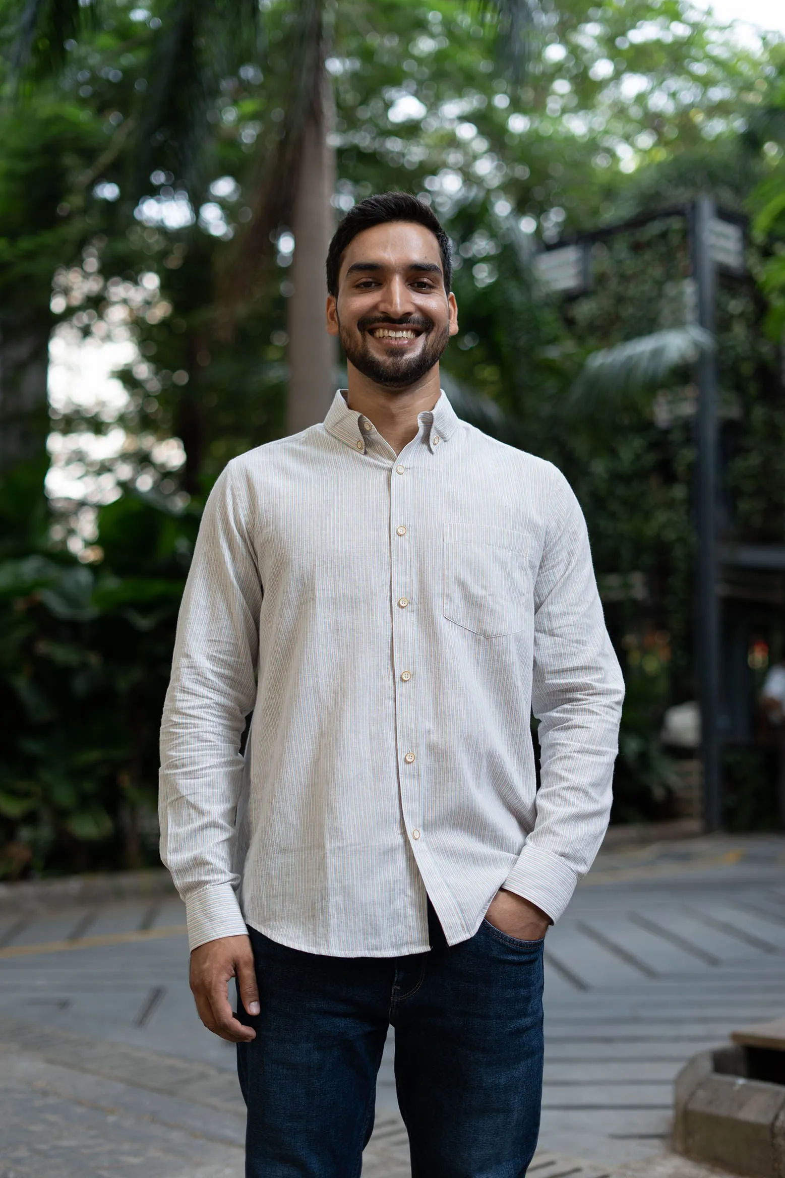 Pink and Blue Stripes · Button Down Collar · Full Sleeve Shirt
