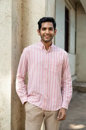 Pink Stripes · Button Down Collar · Full Sleeve Shirt