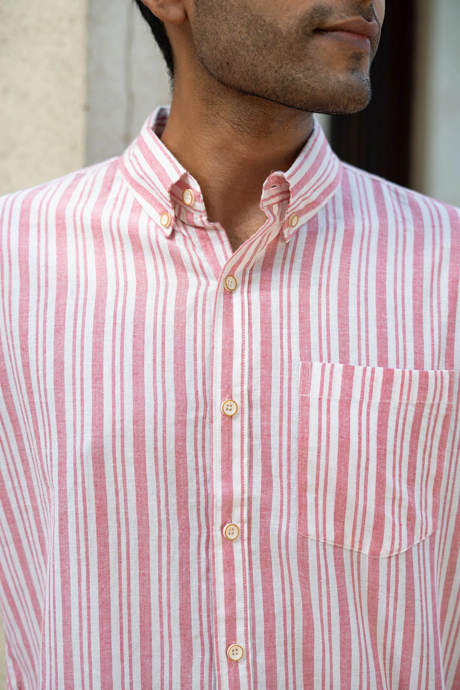 Pink Stripes · Button Down Collar · Full Sleeve Shirt