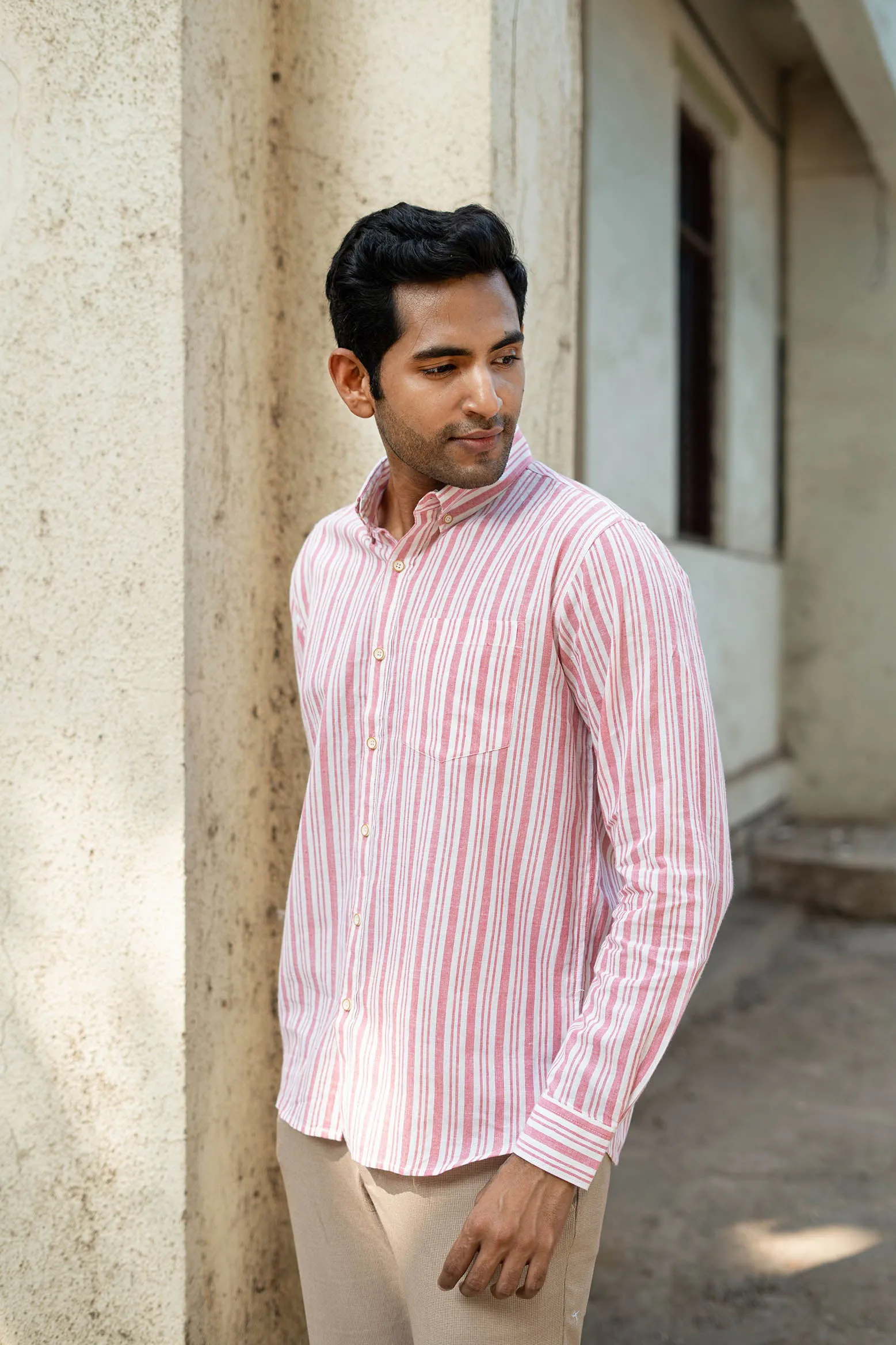 Pink Stripes · Button Down Collar · Full Sleeve Shirt