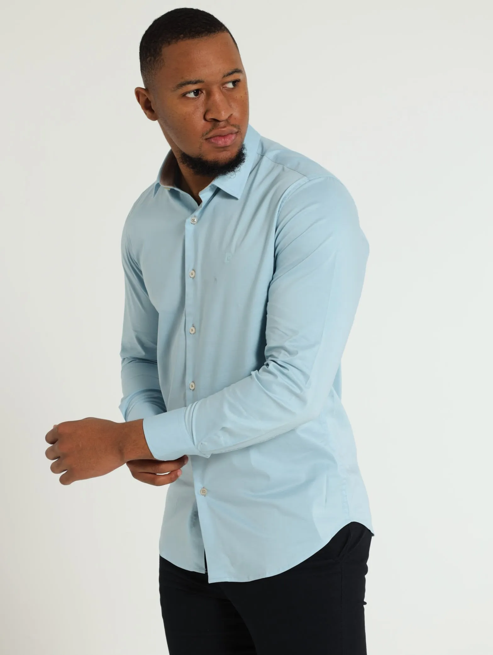 Plain Stretch Shirt - Sky Blue
