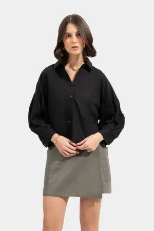 Pleated Sleeves Button Down Shirt