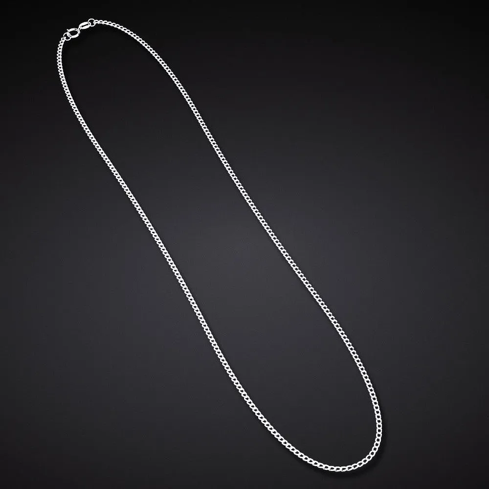 Polish 925 Silver Curb Link Chain, 24" long